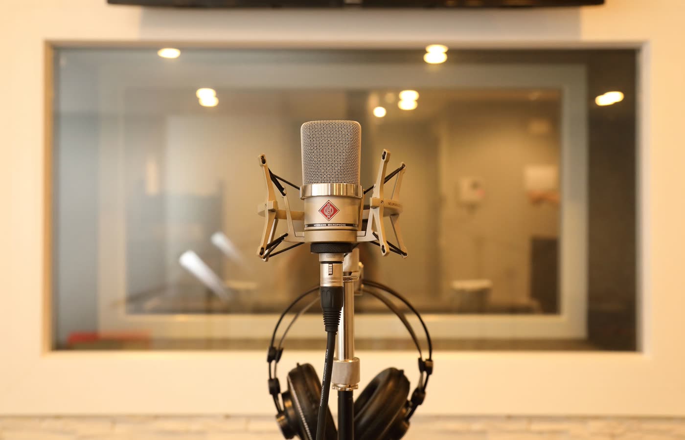 Micrófono de estudio para grabar voces de un disco